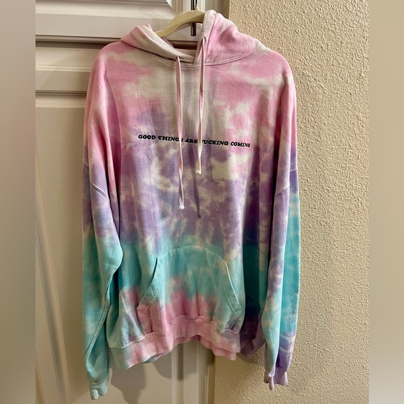 The Mayfair Group Tie-Dye Hoodie with Positive Message - Picture 1 of 4